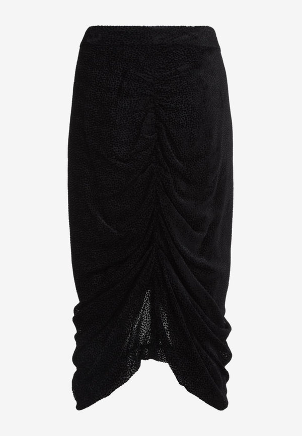 Caelia Draped Velvet Midi Skirt