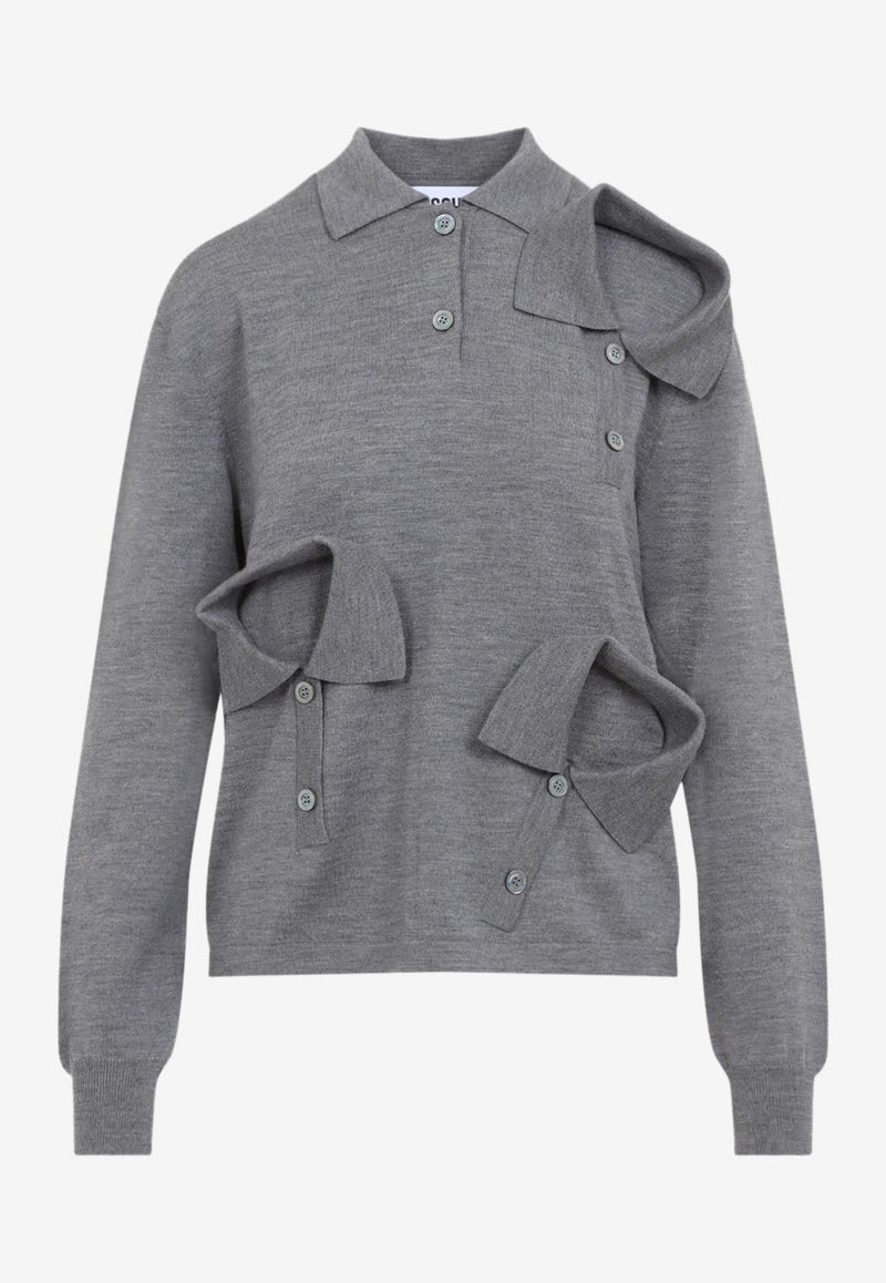 Long-Sleeved Wool Polo