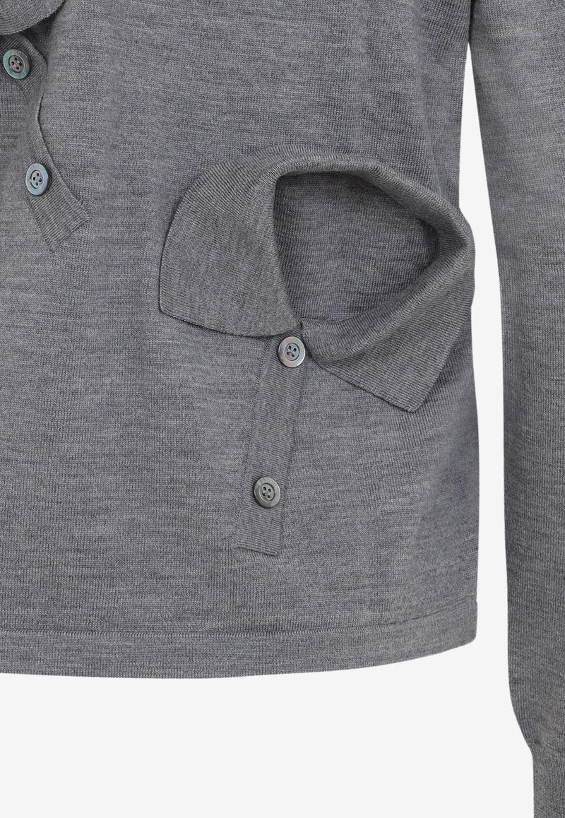 Long-Sleeved Wool Polo