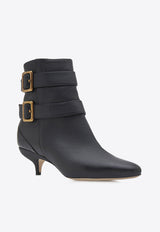 Manolo Blahnik Alciona 50 Ankle Boots in Calf Leather Black 224-1598BLACK