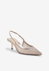 Le Silla Gilda 60 Crystal Mesh Slingback Pumps 2299U060G3PPSTE907GOLD