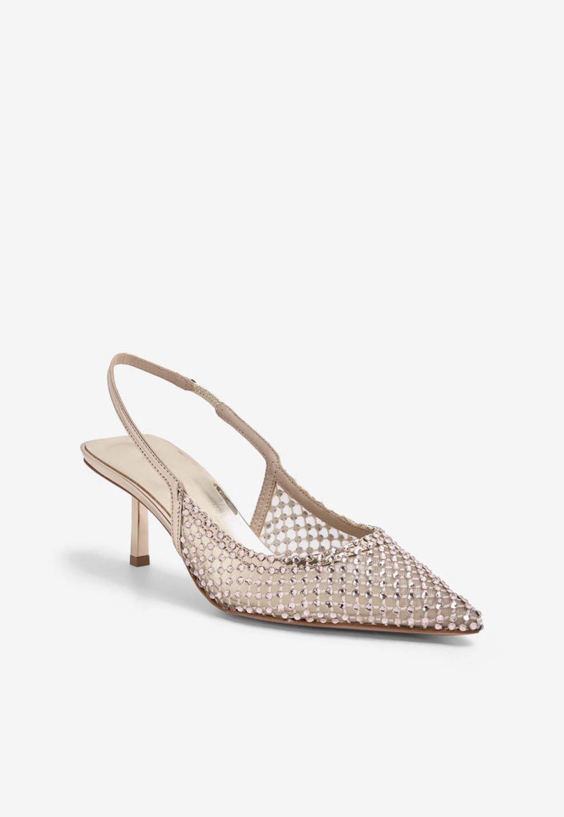 Le Silla Gilda 60 Crystal Mesh Slingback Pumps 2299U060G3PPSTE907GOLD