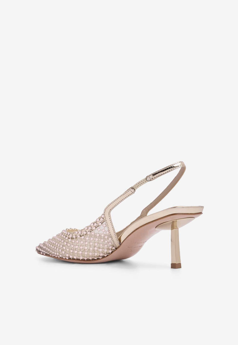 Le Silla Gilda 60 Crystal Mesh Slingback Pumps 2299U060G3PPSTE907GOLD