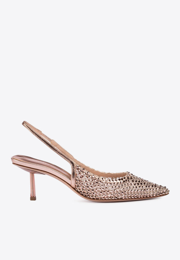 Le Silla Gilda 60 Crystal Mesh Slingback Pumps Rose Gold 2299U060P1PPCAZ908GOLD