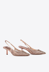 Le Silla Gilda 60 Crystal Mesh Slingback Pumps Rose Gold 2299U060P1PPCAZ908GOLD