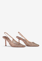 Le Silla Gilda 80 Crystal Mesh Slingback Pumps Rose Gold 2299U080P1PPROSE GOLD