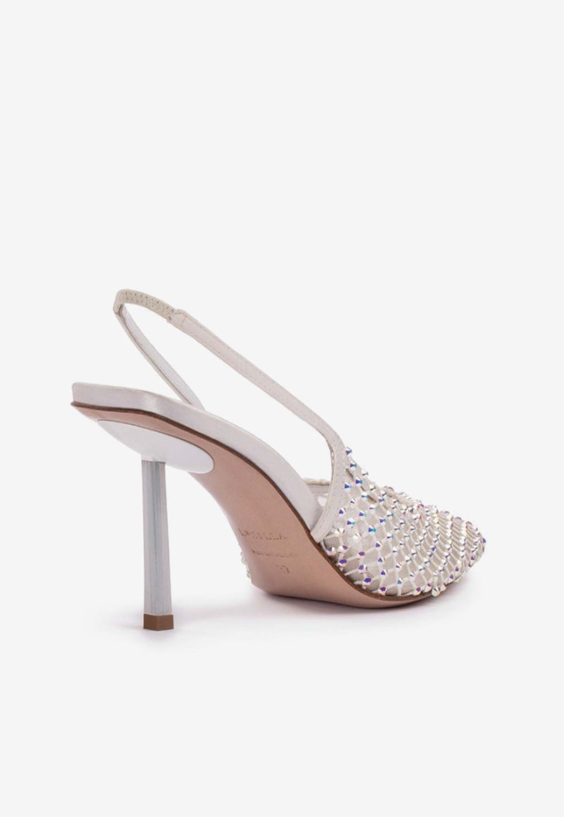 Le Silla Gilda 80 Crystal-Embellished Slingback 2299U080P1PPSAS 200