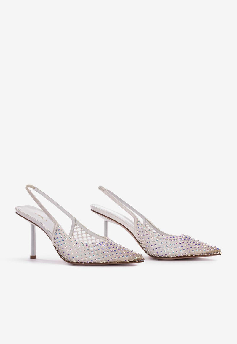 Le Silla Gilda 80 Crystal-Embellished Slingback 2299U080P1PPSAS 200