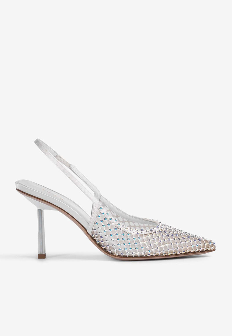 Le Silla Gilda 80 Crystal-Embellished Slingback 2299U080P1PPSAS 200