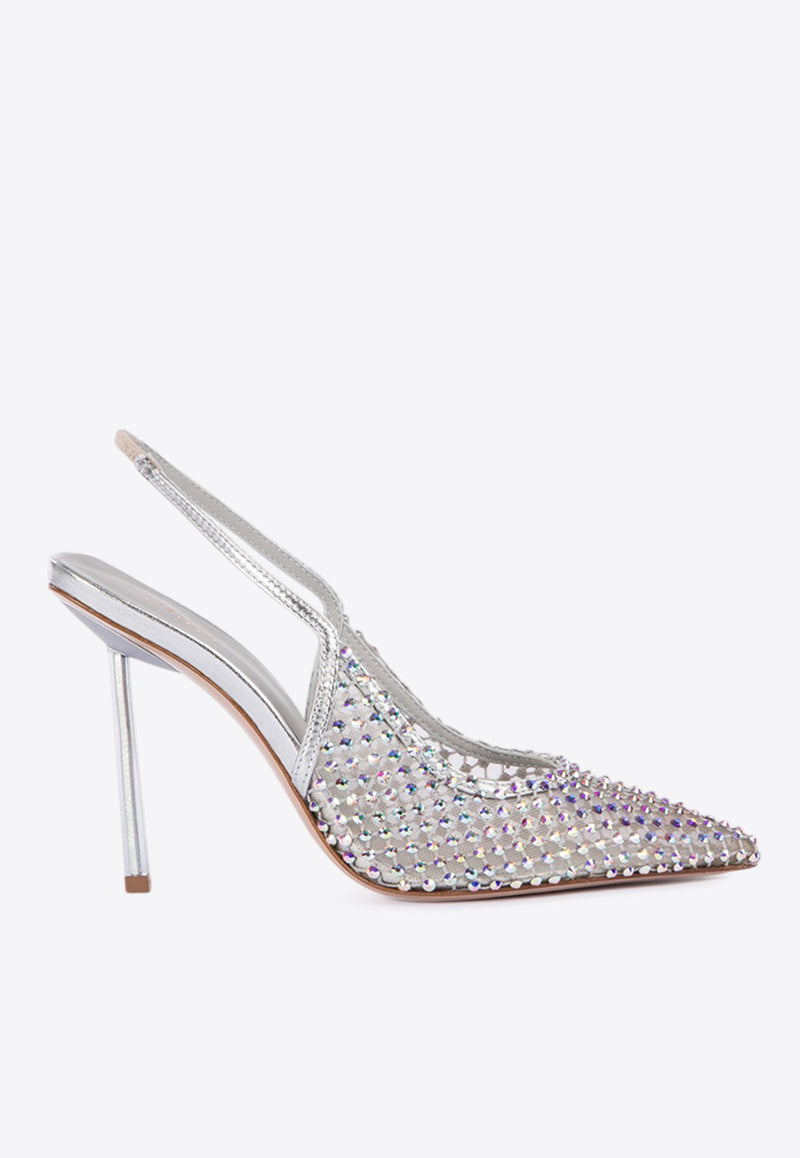 Le Silla Gilda 100 Crystal Mesh Slingback Pumps Silver 2299U090P1PPCAZ985SILVER