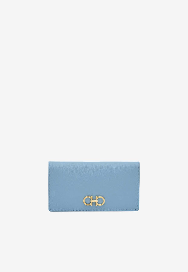 Salvatore Ferragamo Gancini Continental Wallet in Hammered Leather Sky Blue 22D779 153 774979 SKY BLUE