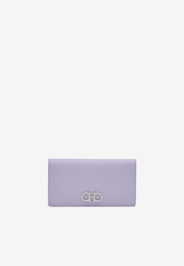 Salvatore Ferragamo Gancini Continental Wallet in Hammered Leather Lavender 22D779 153 774980 NEW LAVANDER