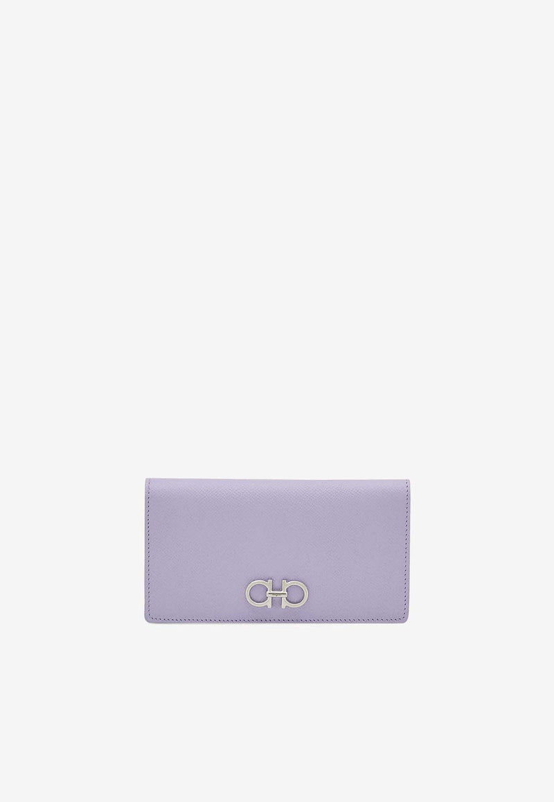 Salvatore Ferragamo Gancini Continental Wallet in Hammered Leather Lavender 22D779 153 774980 NEW LAVANDER