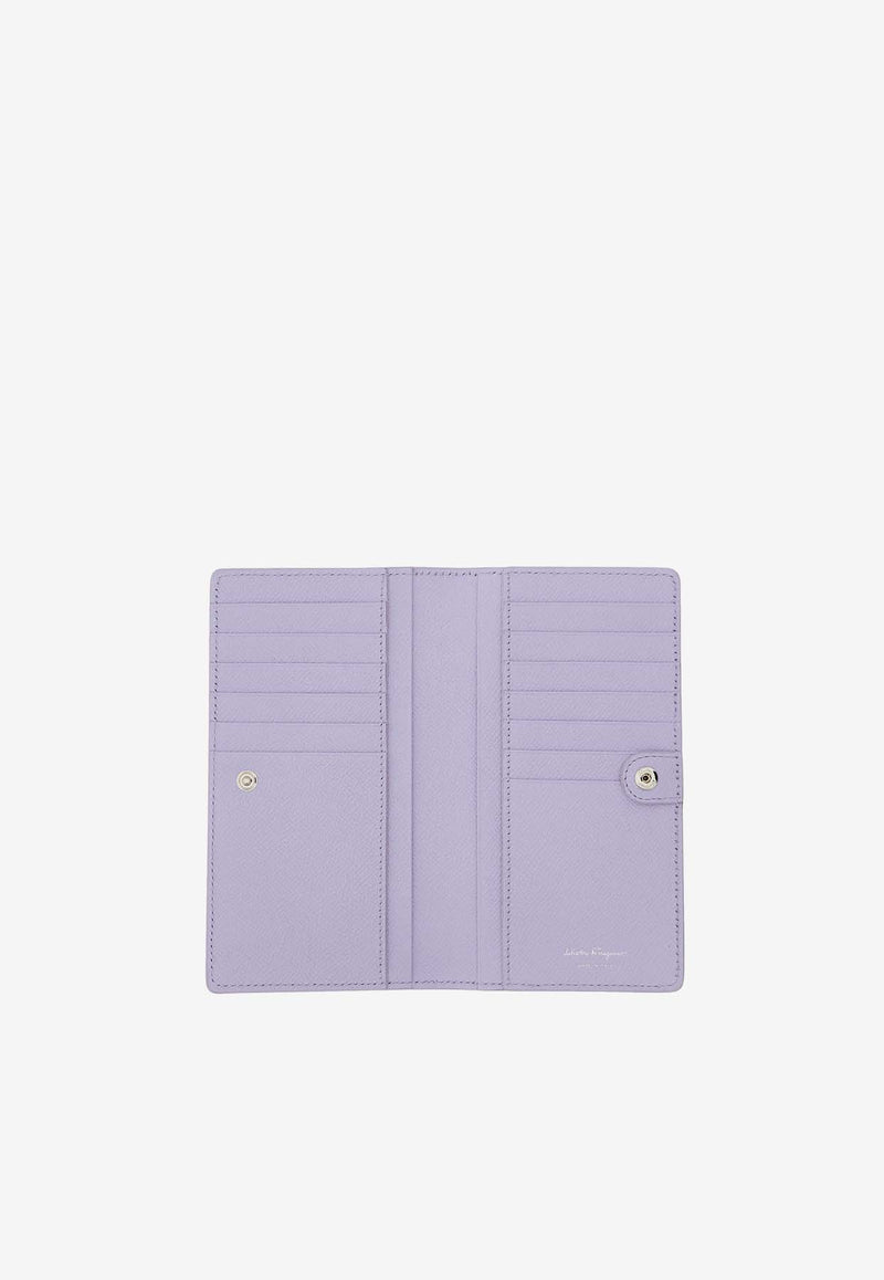 Salvatore Ferragamo Gancini Continental Wallet in Hammered Leather Lavender 22D779 153 774980 NEW LAVANDER