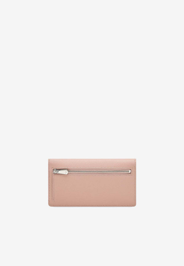 Salvatore Ferragamo Gancini Continental Wallet in Hammered Leather Pink 22D779 153 774981 ROSE