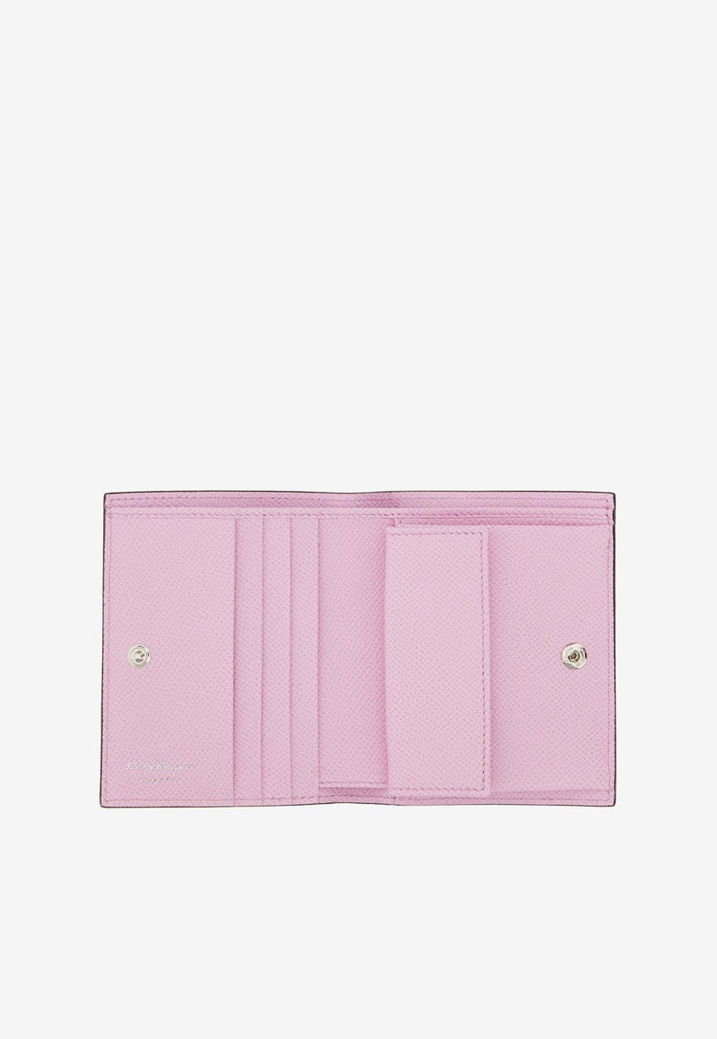 Salvatore Ferragamo Gancini Leather Compact Wallet 22D780 154 766038 BUBBLE GUM Pink