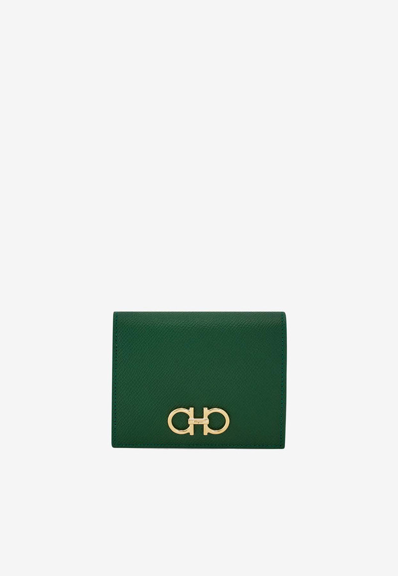 Salvatore Ferragamo Gancini Compact Leather Wallet Forest Green 22D780 154 779138 FOREST GREEN