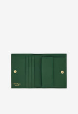 Salvatore Ferragamo Gancini Compact Leather Wallet Forest Green 22D780 154 779138 FOREST GREEN