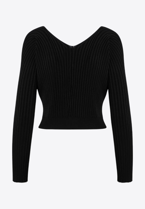 Jacquemus La Maille Pralù Long-Sleeved Cardigan Black 22H223KN5002190/P_JACQM-990