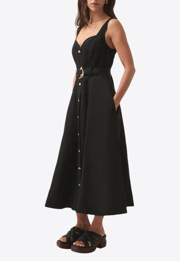 Aje Clay Belted Button-Up Midi Dress Black 22RE5568BLACK