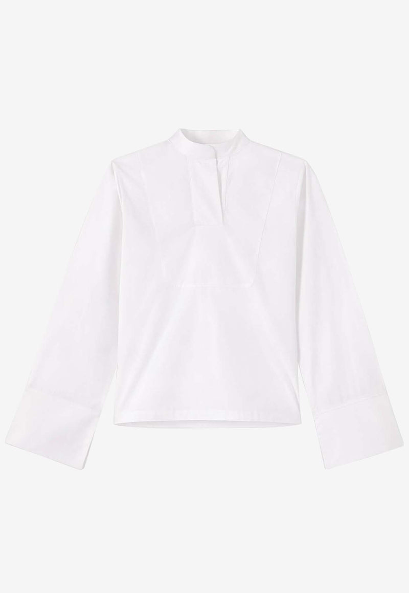 DESTREE Band-Collar Long Sleeved Shirt White 22S4PAA01001WHITE