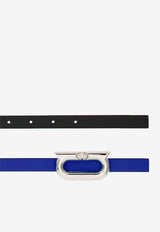 Salvatore Ferragamo Reversible New Gancini Belt 230278 DONNA H15 764448 LAPIS Blue