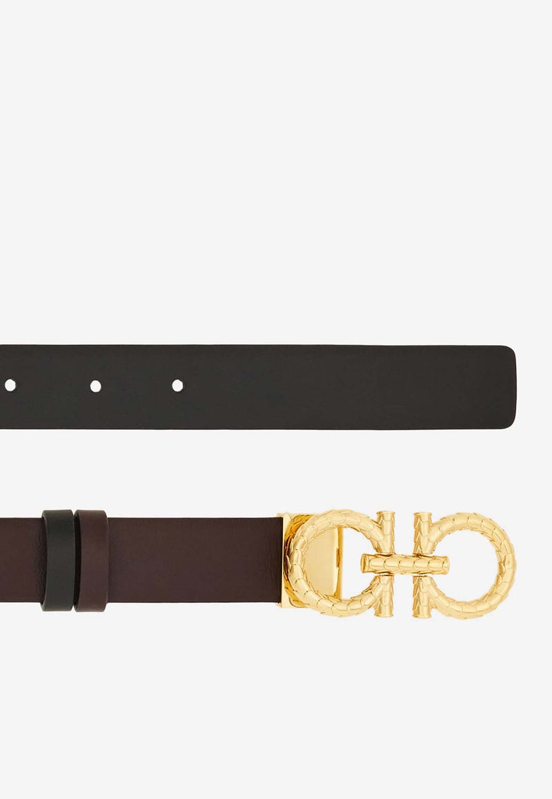 Salvatore Ferragamo Adjustable and Reversible Gancini Leather Belt Brown 230359 DONNA H 25 780428 OXBLOOD