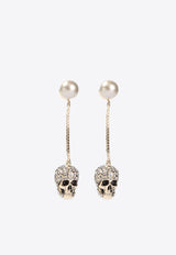 Crystal-Embellished Skull Chain Earrings