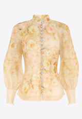 Zimmermann Crush Buttoned Floral Blouse Yellow 2339TR251YELLOW