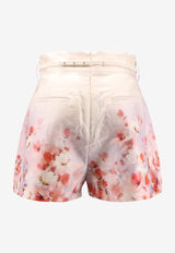 Zimmermann Floral-Print Shorts with Jewel-Buckle Pink 2355AR251_SCAFLO