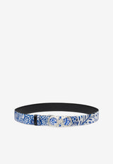 Salvatore Ferragamo Reversible Printed Gancini Belt 23A564 DONNA H35 764293 ST FIORONE Blue