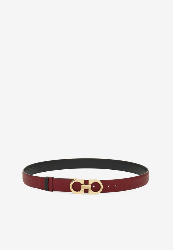 Salvatore Ferragamo Adjustable and Reversible Gancini Leather Belt Bordeaux 23A565 DONNA H 25 780393 BORGOGNA