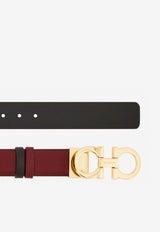 Salvatore Ferragamo Adjustable and Reversible Gancini Leather Belt Bordeaux 23A565 DONNA H 25 780393 BORGOGNA