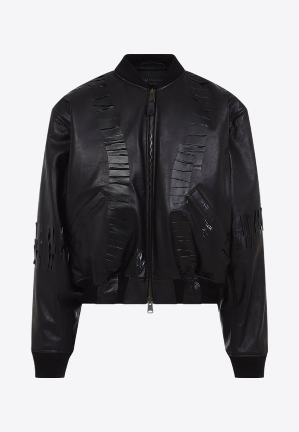 Logo Leather Bomber Jacket