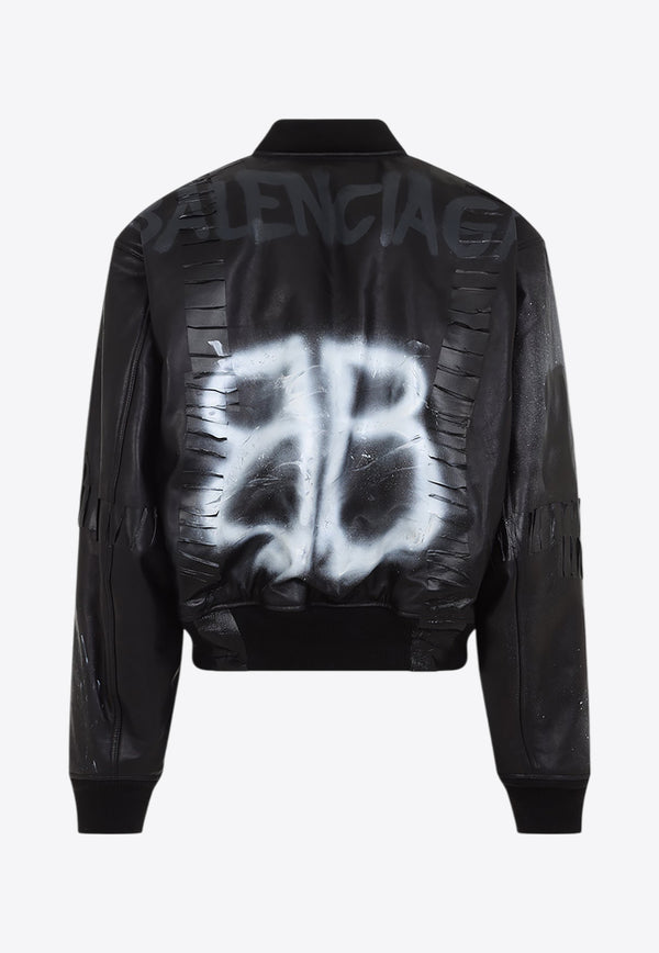 Logo Leather Bomber Jacket