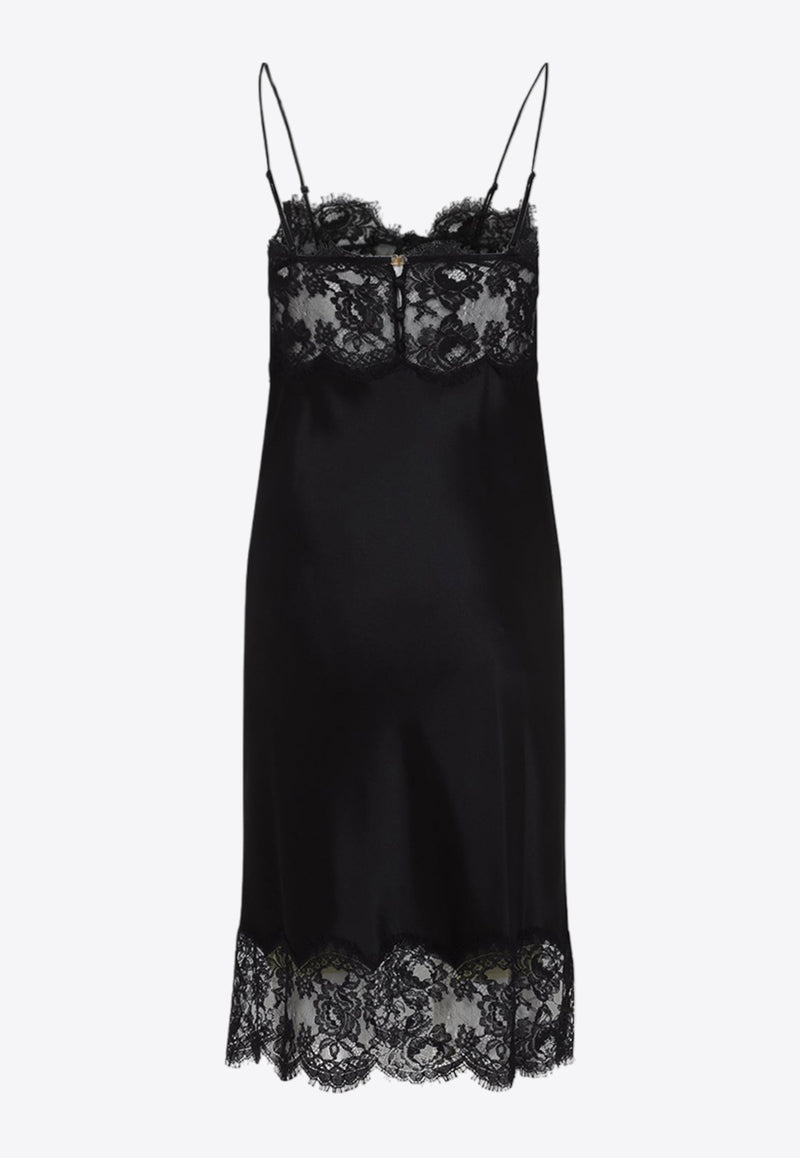 Lace-Trimmed Silk Dress