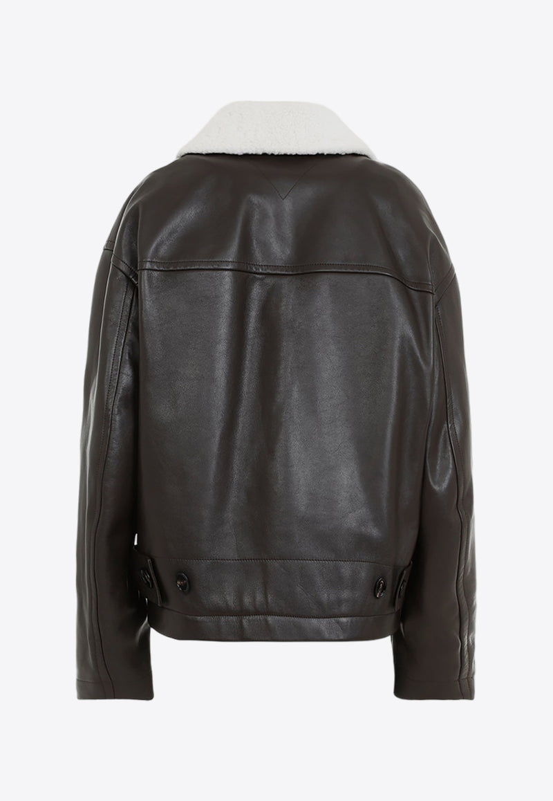 Leather Shearling Bomber Jacket