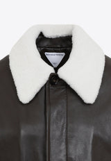 Leather Shearling Bomber Jacket