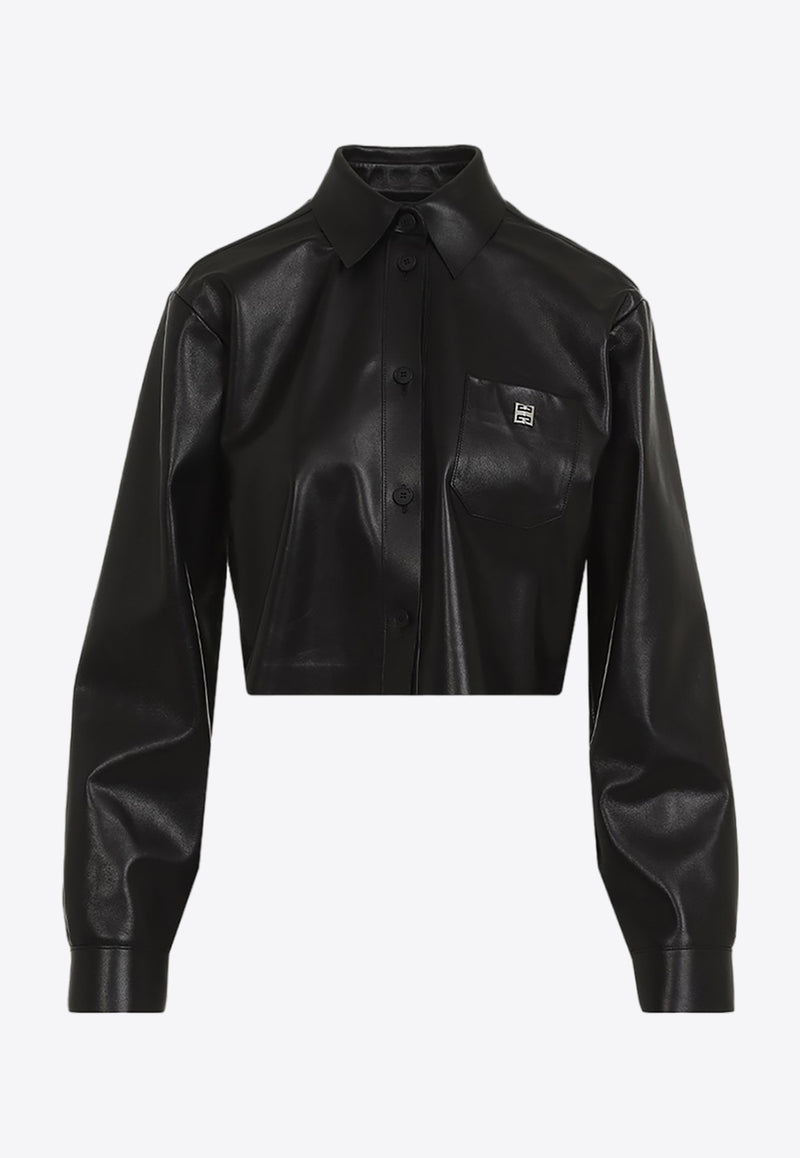 Cropped Lamb Leather Overshirt