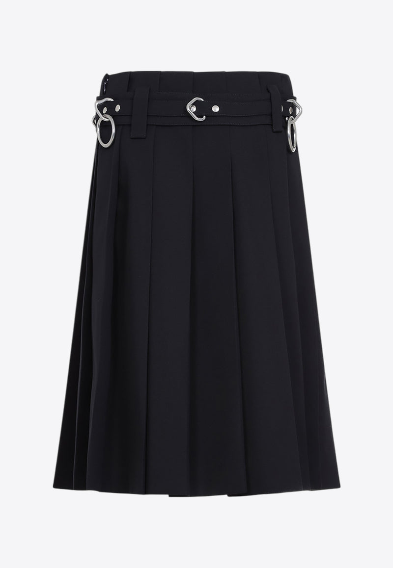 Pleated Wool Midi Skirt