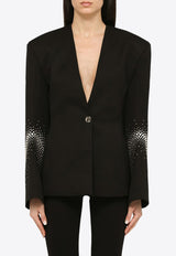 The Attico Crystal-Embellished Wool Blazer Black 241WCG58W046T/O_ATTIC-065