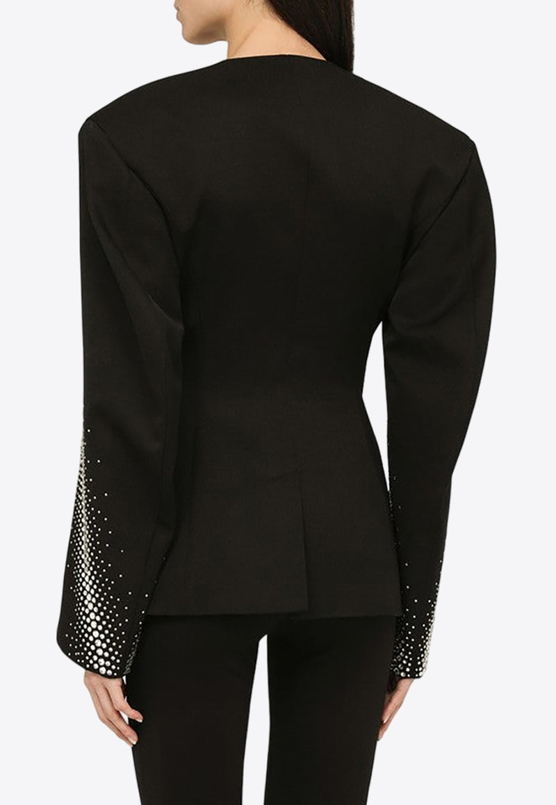 The Attico Crystal-Embellished Wool Blazer Black 241WCG58W046T/O_ATTIC-065