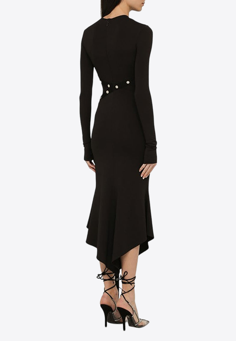 The Attico Asymmetric Jersey Midi Dress Black 241WCM99A014/O_ATTIC-100