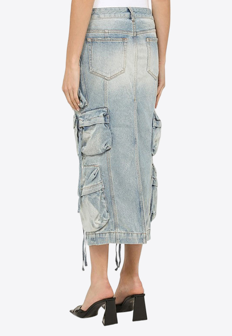 The Attico Utility Midi Denim Skirt Light Blue 241WCS189D073/O_ATTIC-024