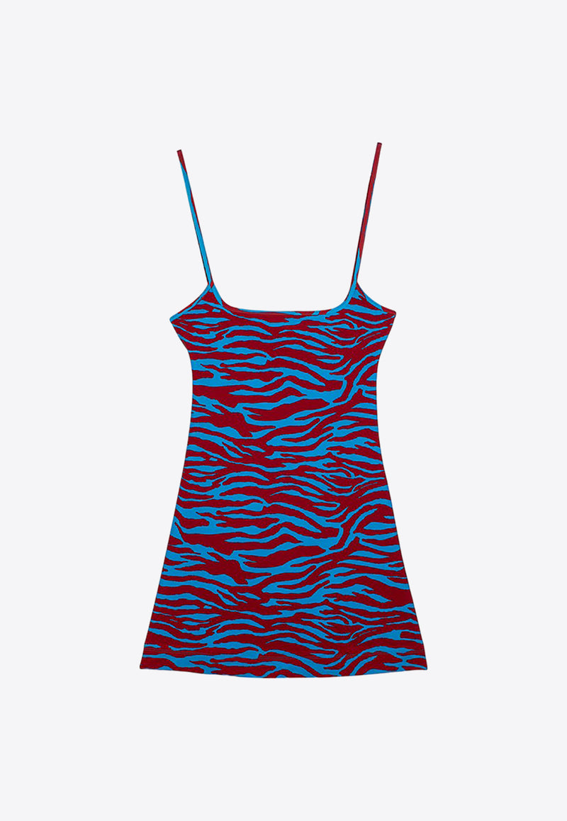 The Attico Zebra Print Open-Back Cover-up Blue 243WCA269PA14/O_ATTIC-650