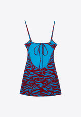 The Attico Zebra Print Open-Back Cover-up Blue 243WCA269PA14/O_ATTIC-650