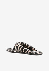 The Attico Indie Zebra Print Flat Thong Sandals Monochrome 243WS797_PA14_648