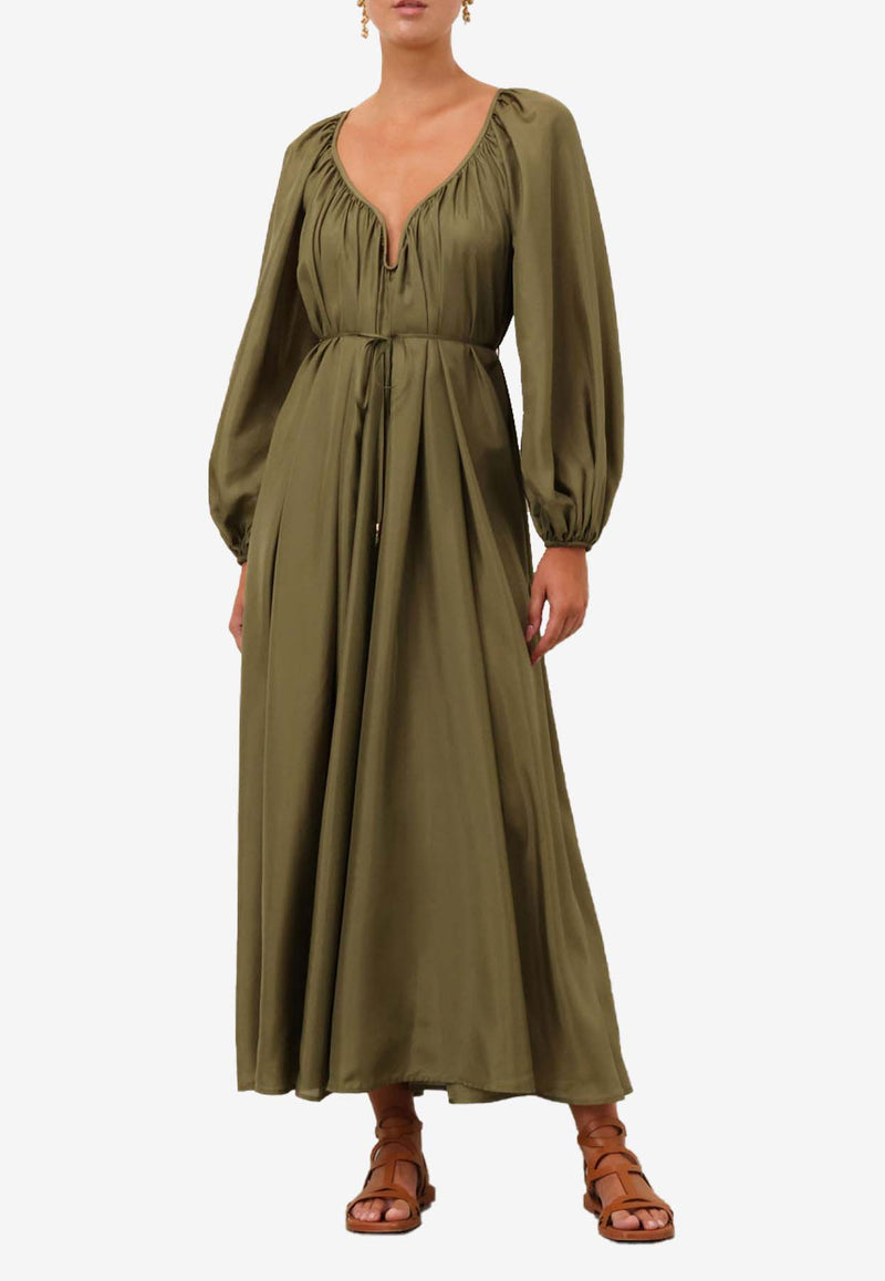 Zimmermann Acacia Silk Maxi Dress Khaki 2452DRS252KHAKI