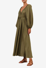 Zimmermann Acacia Silk Maxi Dress Khaki 2452DRS252KHAKI