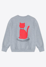 Mini Rodini Girls Cat Print Sweatshirt Gray 2472012194CO/P_MIRO-GM